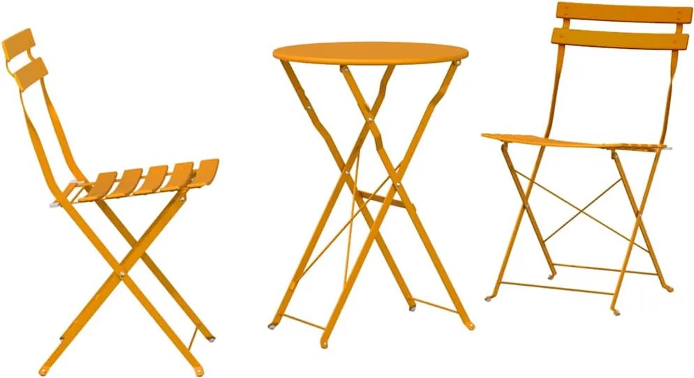 vidaXL Összecsukható Bistro Szett 3 pcs Mustár Acél