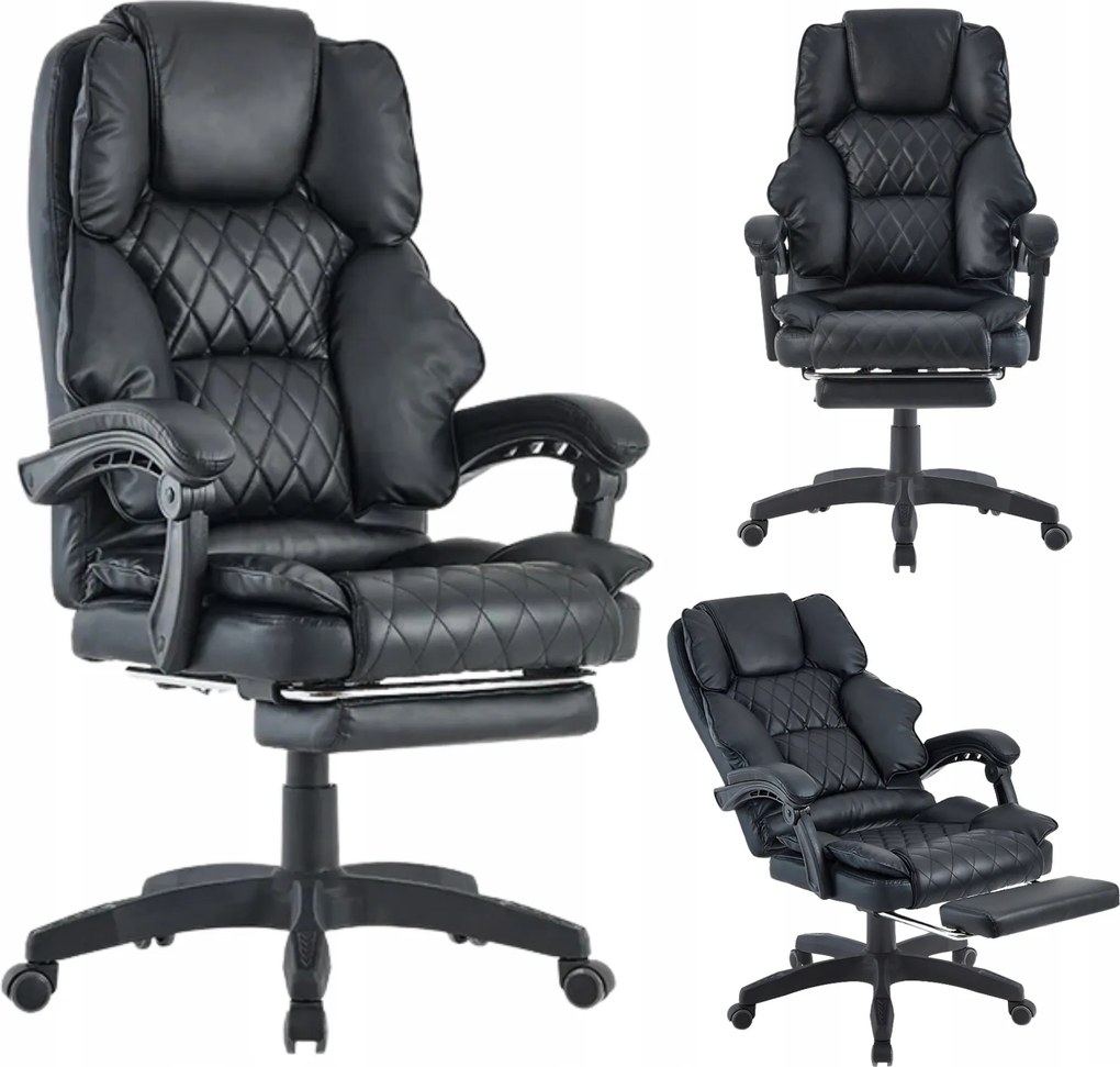 Irodai szék Főnöki szék Forgatható lábtartó Munkaasztal Fekete