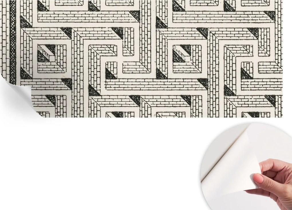 Divatos öntapadós tapéta Fali furnér Tégla labirintus 250x104 cm