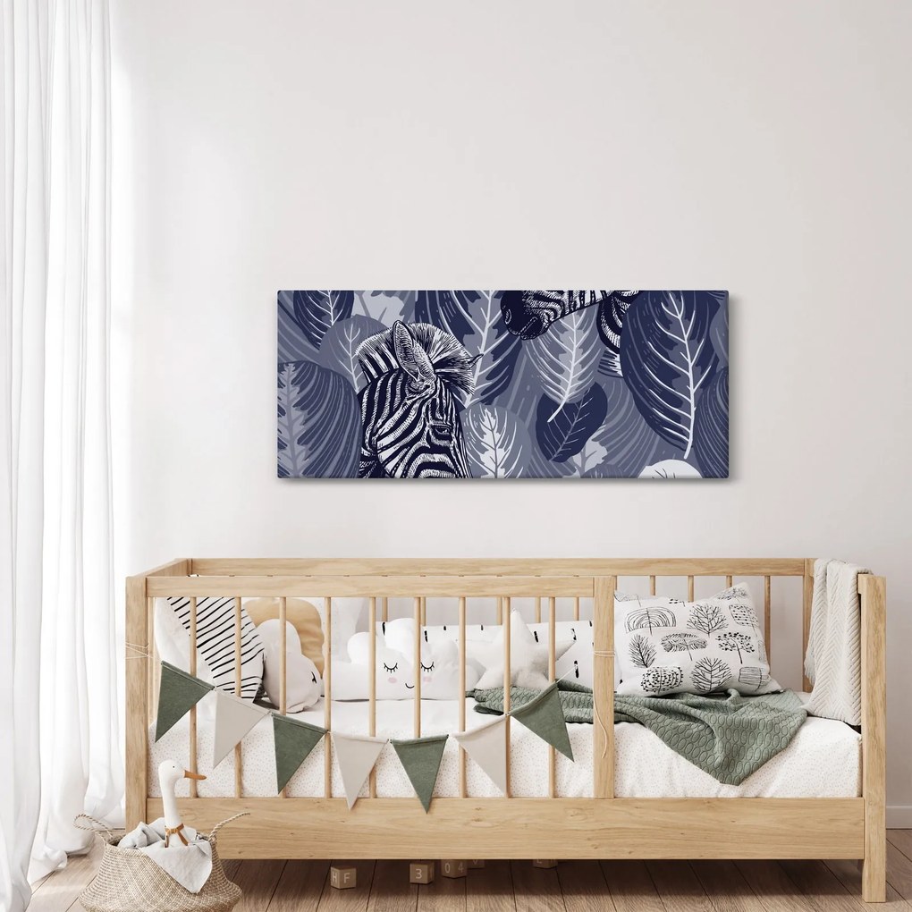 Kép - Kék zebrák (120x50 cm)