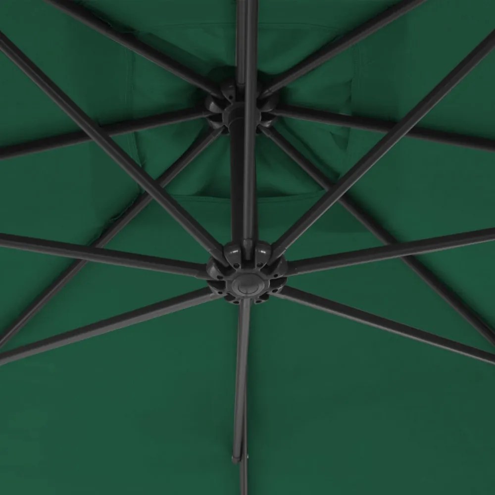 Zöld konzolos napernyő acélrúddal, 300 cm átmérőjű