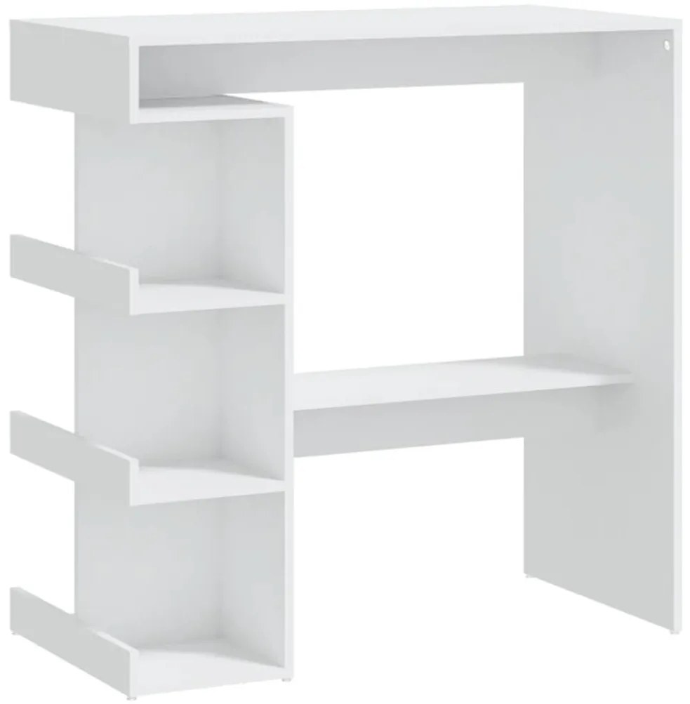 Fehér szerelt fa bárasztal tárolópolccal 100 x 50 x 101,5 cm