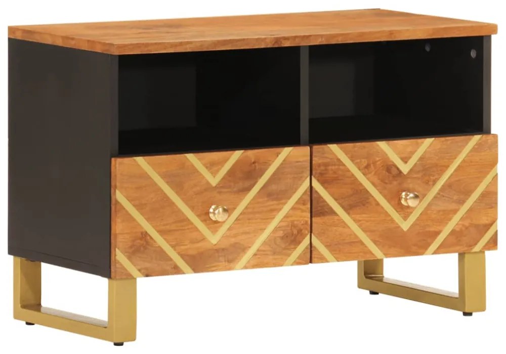 fekete-barna tömör mangófa TV-szekrény 70 x 33,5 x 46 cm