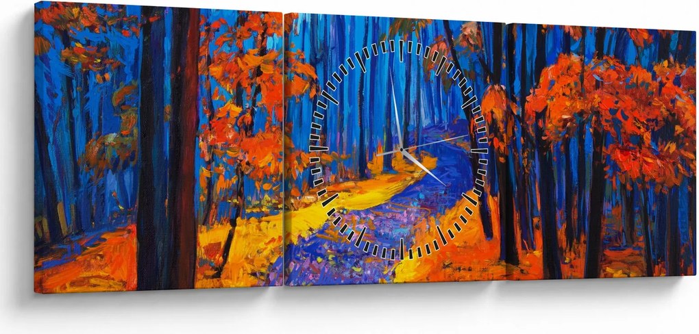 Egy őszi erdő képe (órával) (90x30 cm)