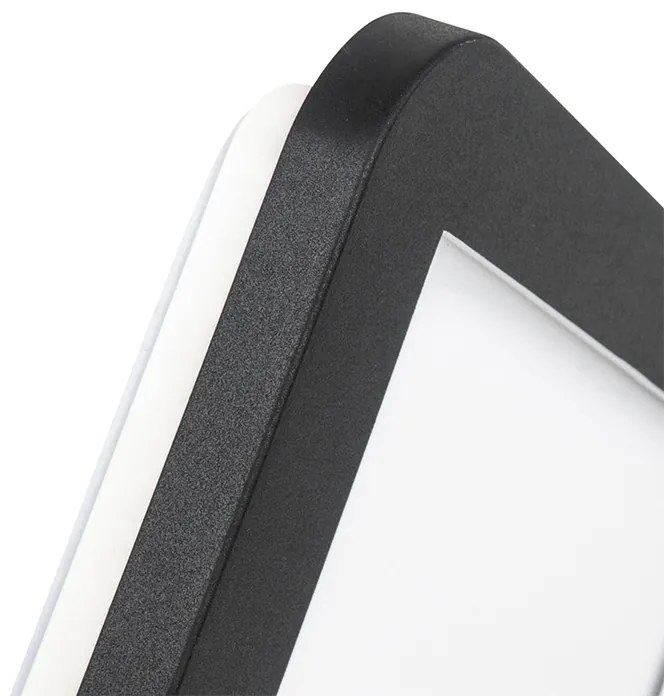 Mennyezeti lámpa fekete 22,5 cm négyzet alakú, beépített LED-del, 3 fokozatú fényerő-szabályzóval, IP44 - Steve