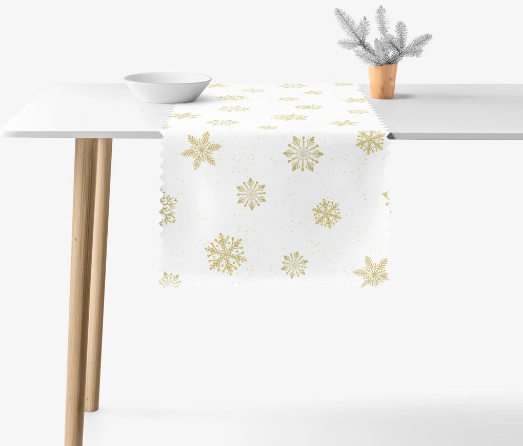 Goldea teflonbevonatú asztali futó - arany hópelyhek 50x120 cm