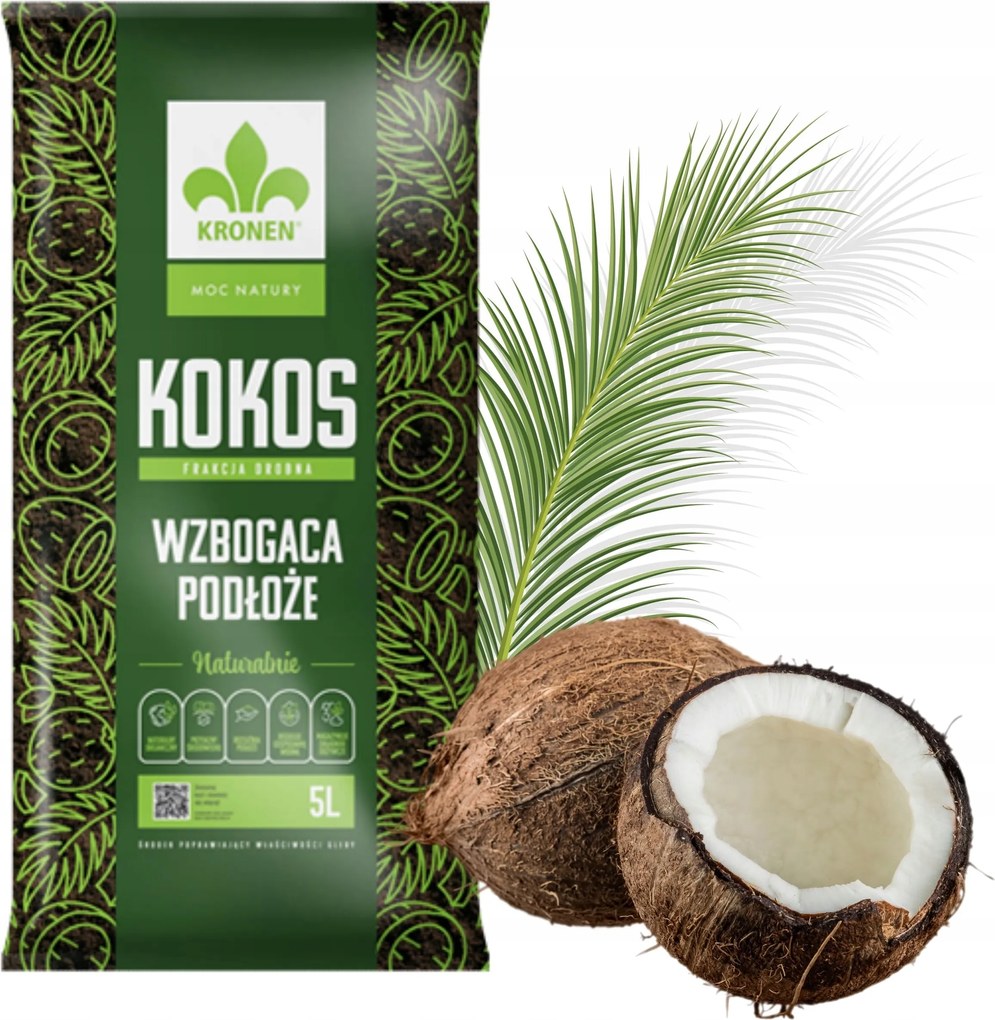 Kókusz Kókuszrost Tőzegmentes Finom Frakció Gazdagítja az Aljzatot 5L Kronen