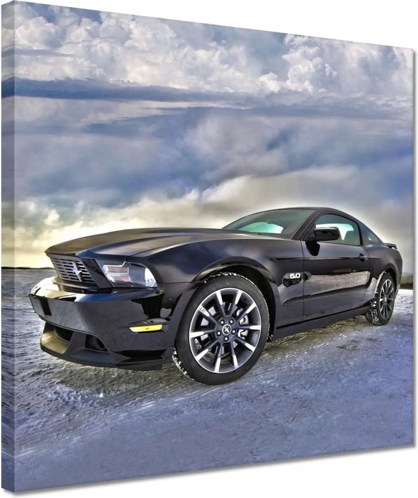 Vászonkép 30x30 Ford Mustang a hóban Autó Klasszikus Made in Usa