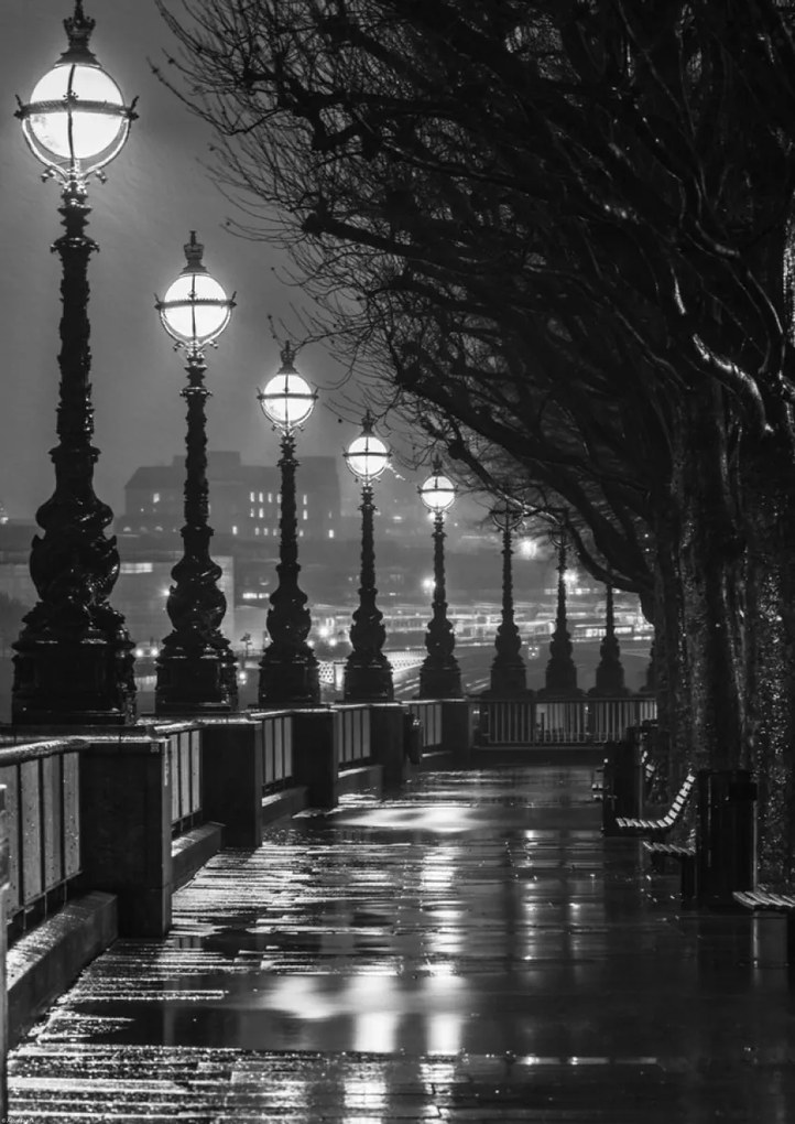 Poszter 42x59,4cm Temzeparti sétány este 2, Assaf Frank