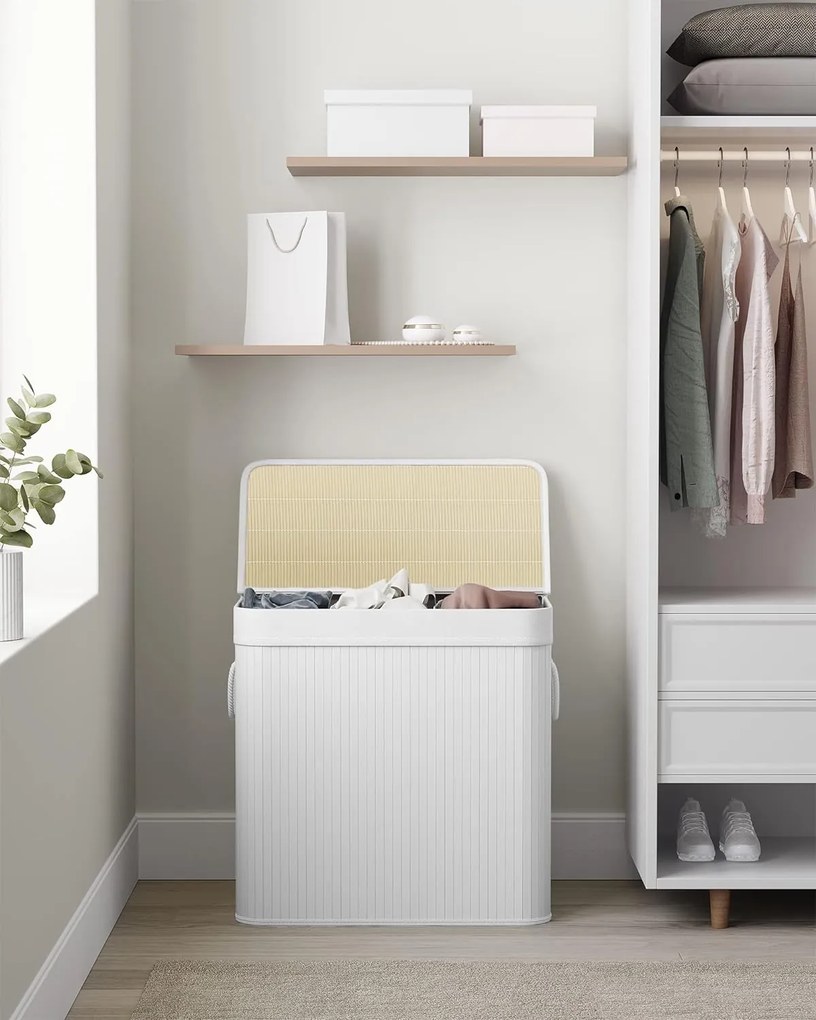 Jurhan DORA bambusz szennyeskosár, 150 l, fehér