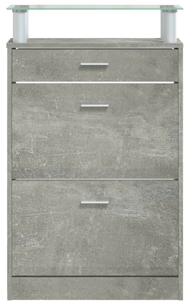 vidaXL betonszürke szerelt fa cipőszekrény 63x24x104 cm