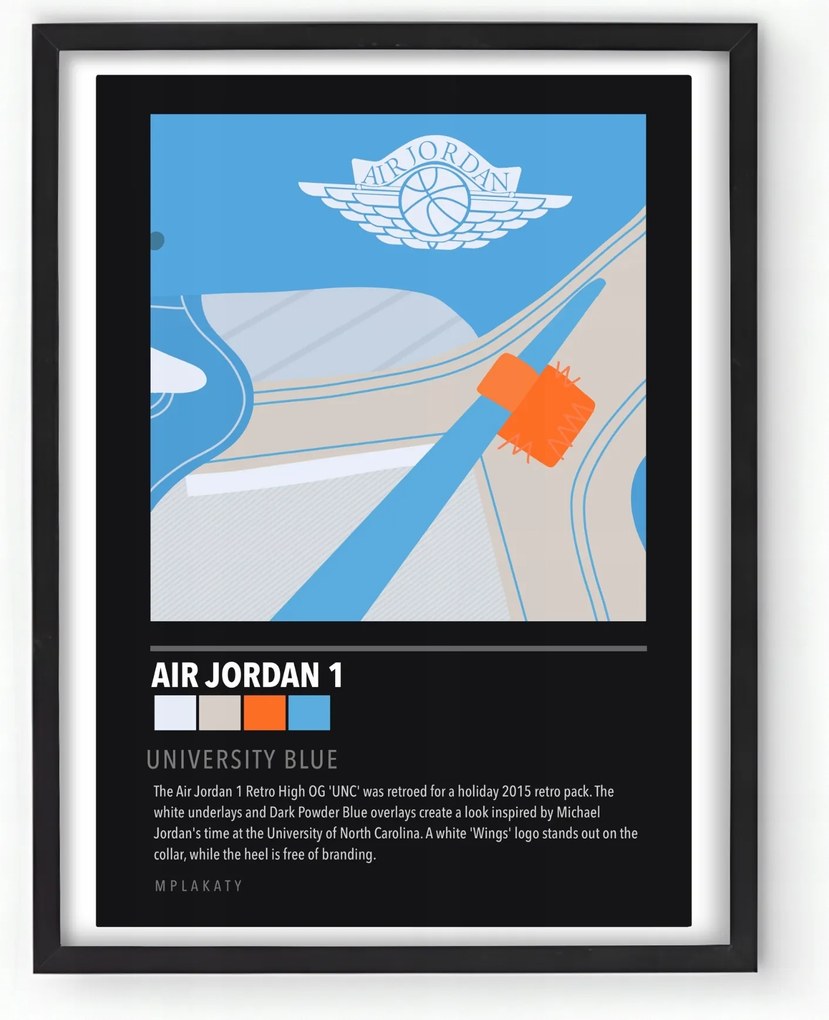 Nike Air Jordan 1 University Blue Streetwear keretes poszter 20x30 Ajándék
