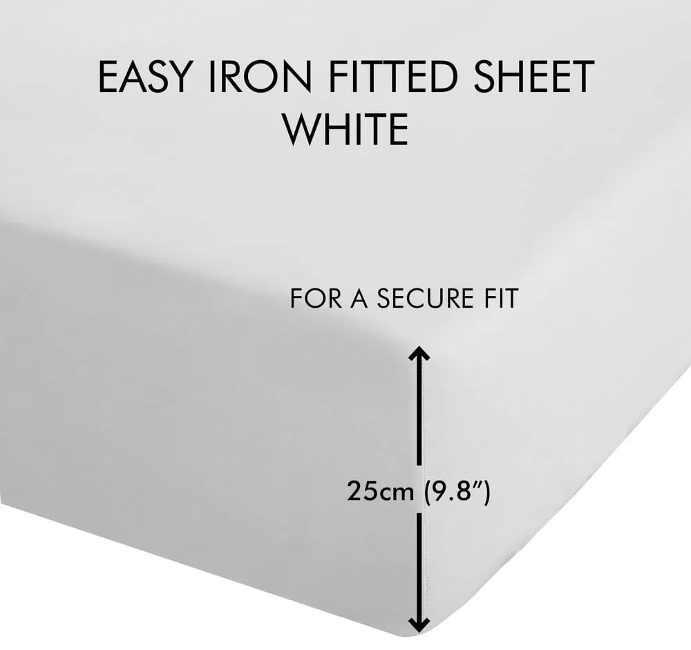 Fehér gumis perkál lepedő 90x190 cm Easy Iron Percale – Catherine Lansfield