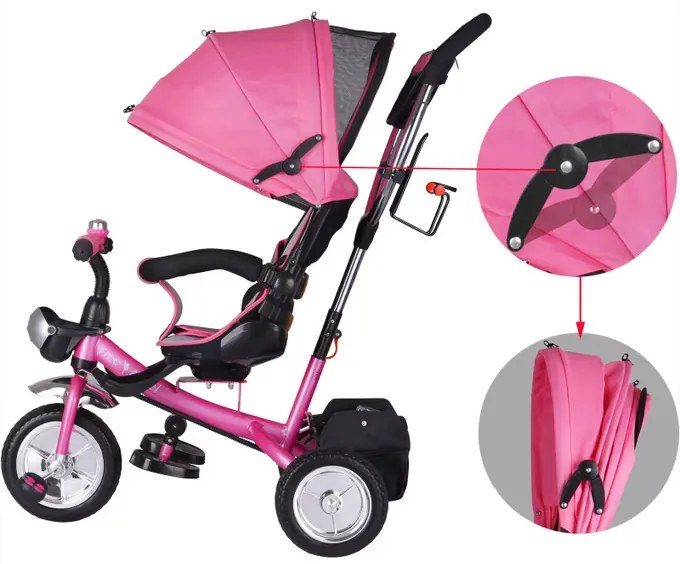 Deuba Gyerek tricikli napellenzővel - rózsaszín