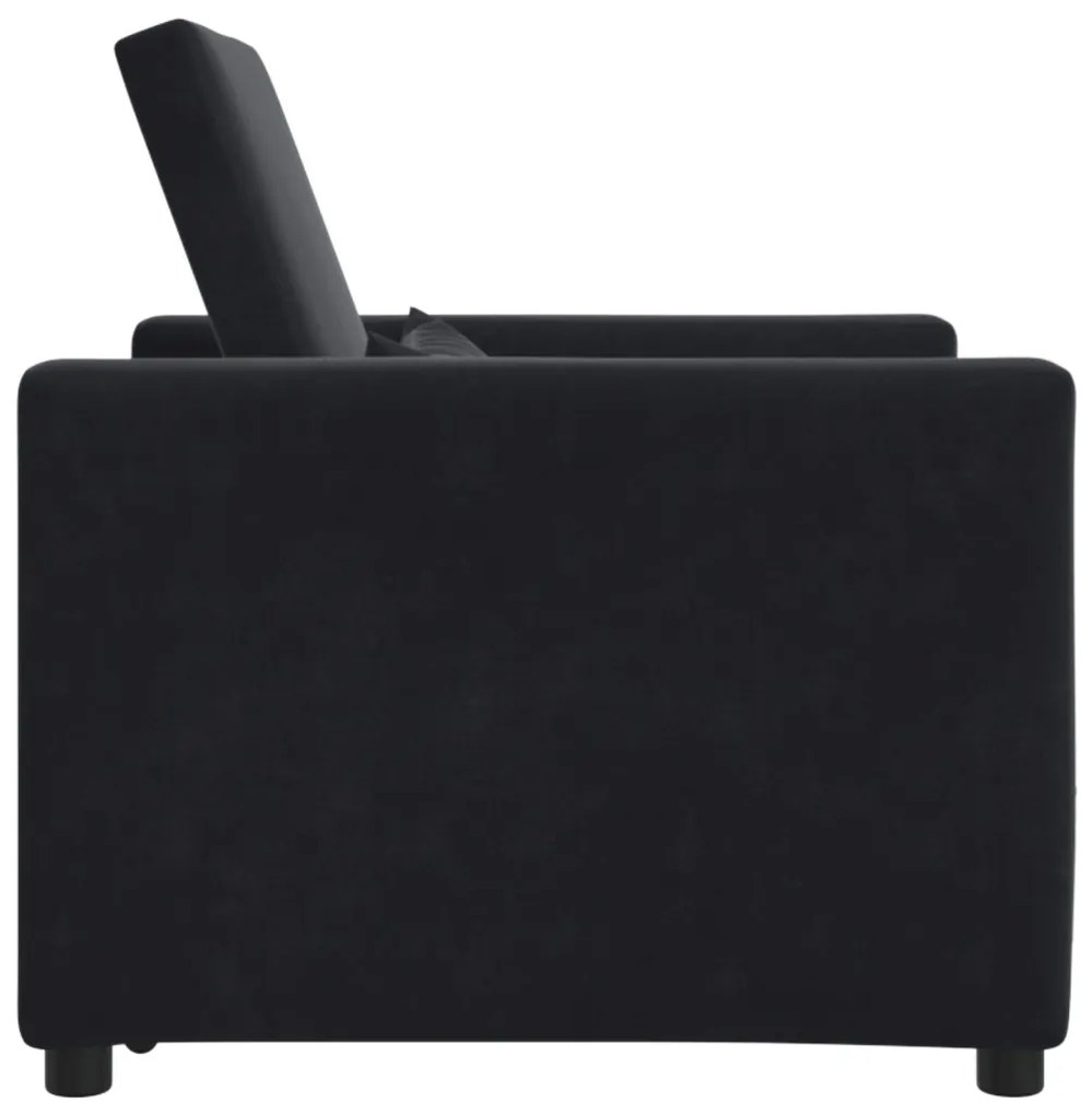 Egyszemélyes kanapéágy Fekete 90 x 165 x 87 cm Bársony