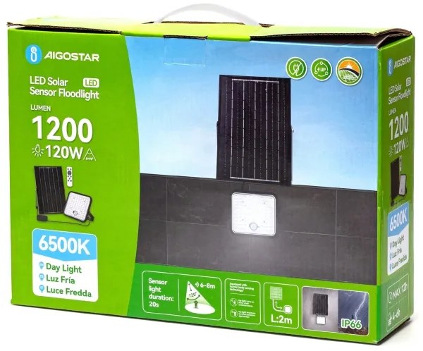 Aigostar - dimmelhető LED napelemes reflektor érzékelővel LED/120W/3,4V IP66 + távirányító