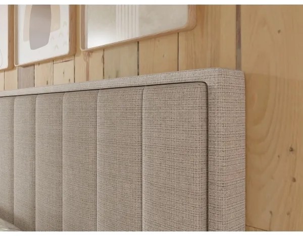 Kárpitozott ágy matracokkal és topperrel, tárolóhellyel ALICIA 140x200 cm bézs