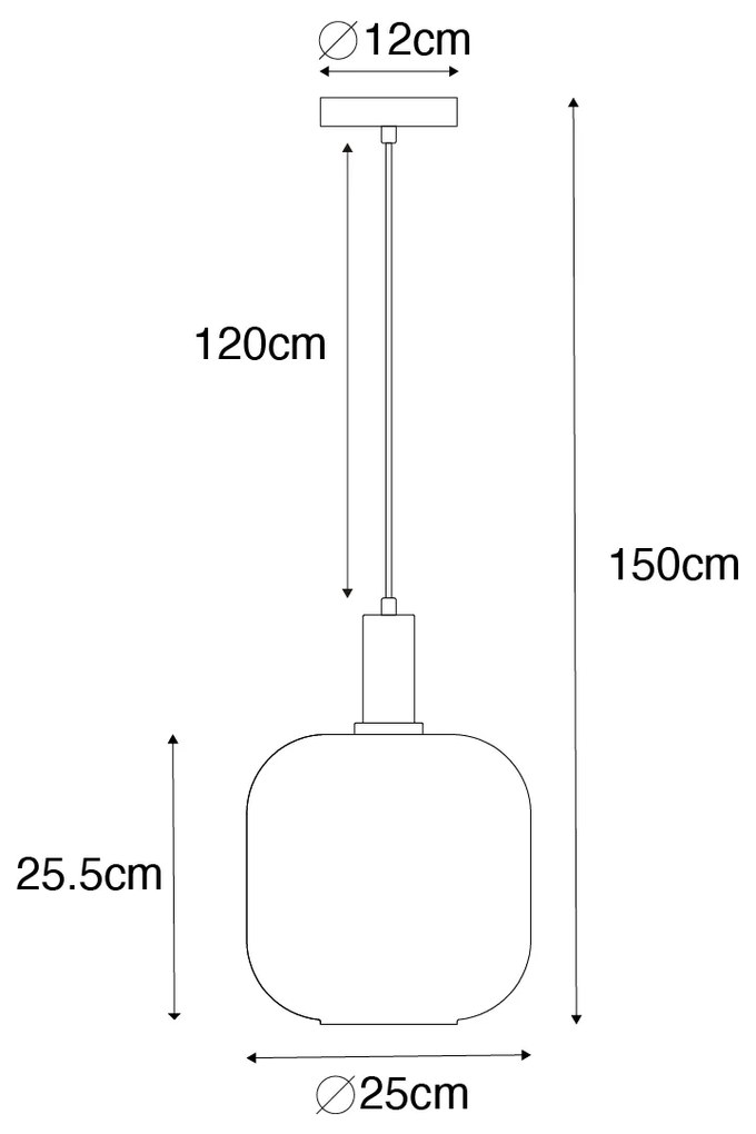 Okos függőlámpa fekete sárgarézzel és borostyánszínű üveggel, Wifi G95-tel - Zuzanna