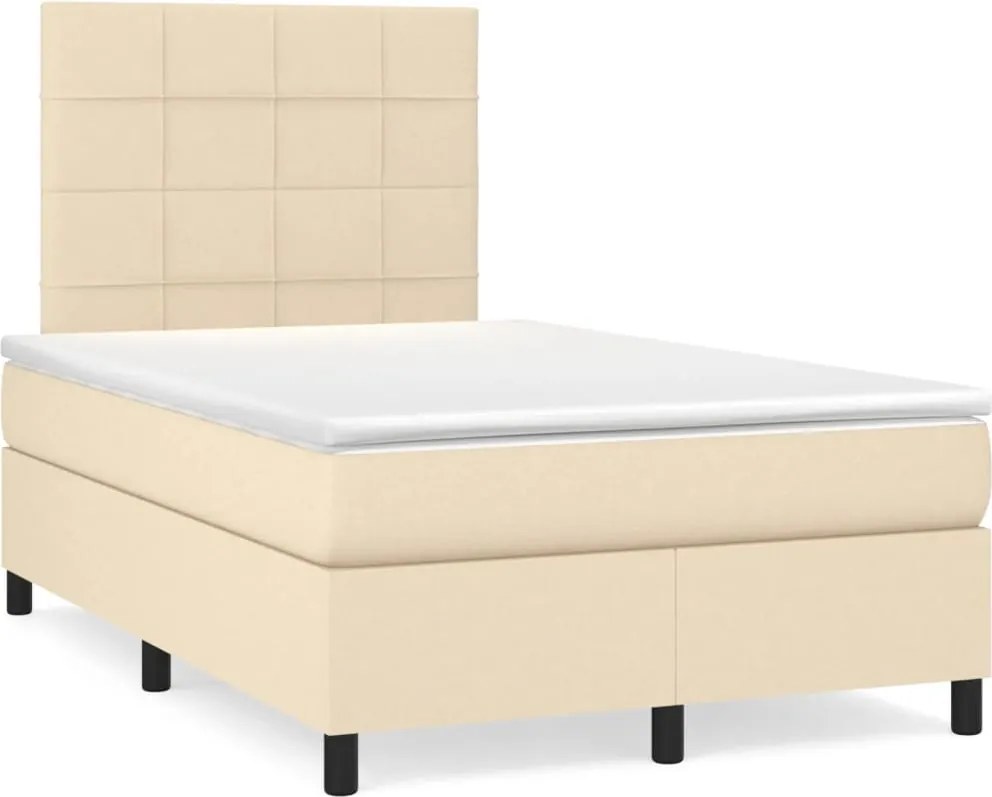 vidaXL krémszínű szövet rugós ágy matraccal 120 x 200 cm