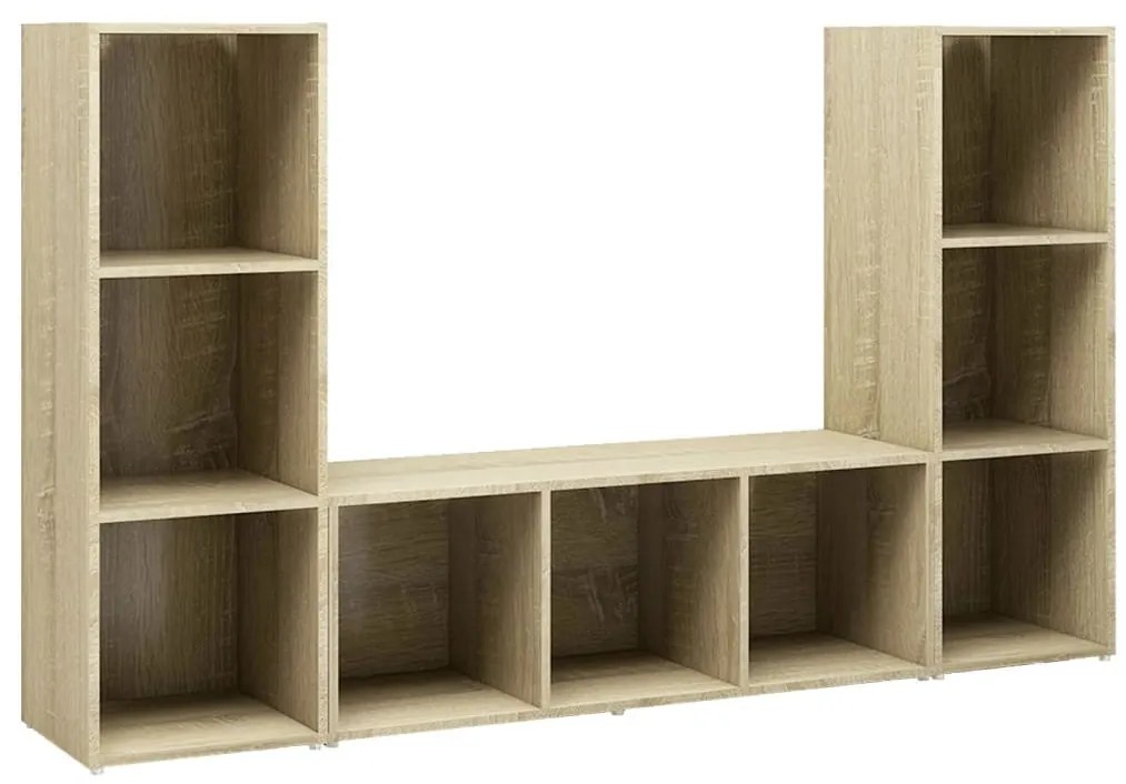 3 db sonoma tölgy színű szerelt fa TV-szekrény 107 x 35 x 37 cm
