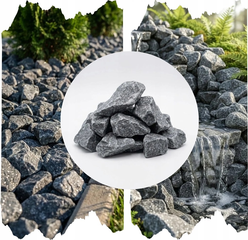 Szürke Kő Görög Kerti Kövek Csillámos 8-12CM Kavics Kerti 5KG