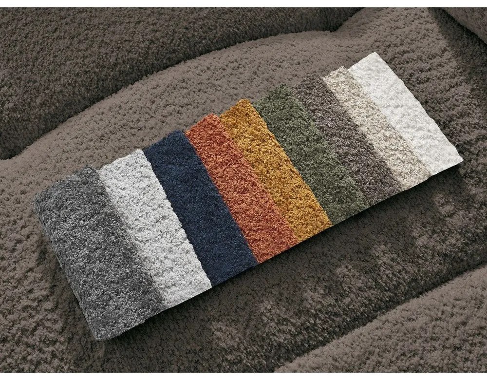 Barna buklé kinyitható-tárolóhelyes sarokkanapé (bal oldali-heverő résszel) Roxelane – Bobochic Paris