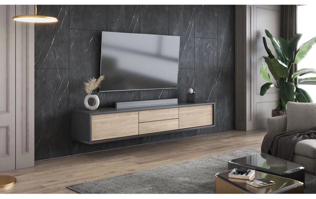 TV asztal Fiora 39 (antracit + olajozott tölgy). 1066465