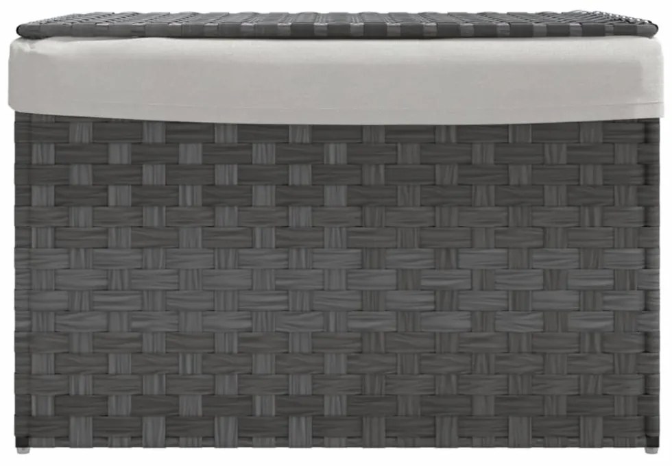 szürke polyrattan szennyeskosár fedéllel 55,5 x 35 x 34 cm