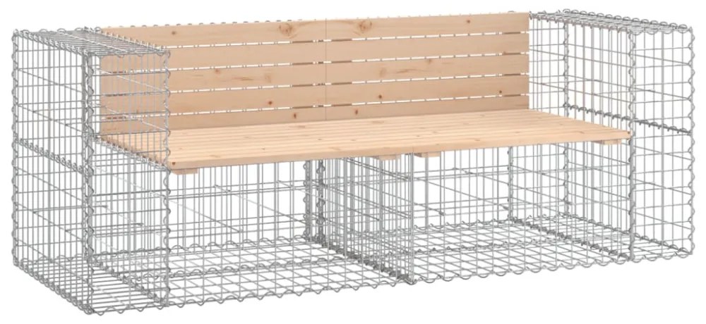 tömör fenyőfa gabion kerti pad 184x71x65,5 cm