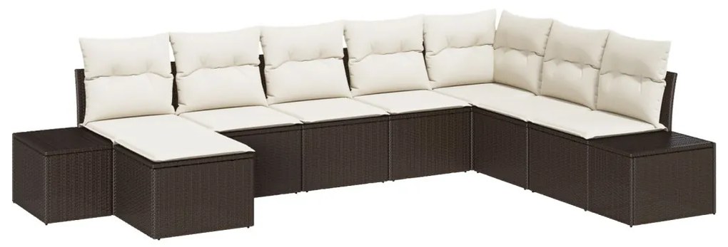 8 darabos kerti kanapészett párnákkal Barna poly rattan