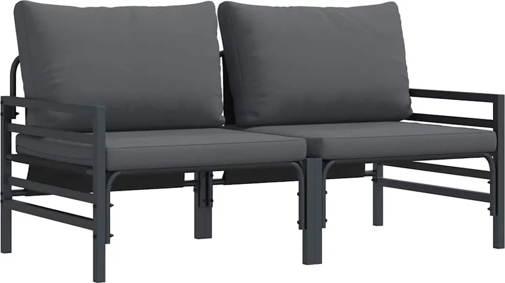vidaXL Kültéri Bútor párnával 2 pcs Antracit 80 x 80 x 71 cm Acél