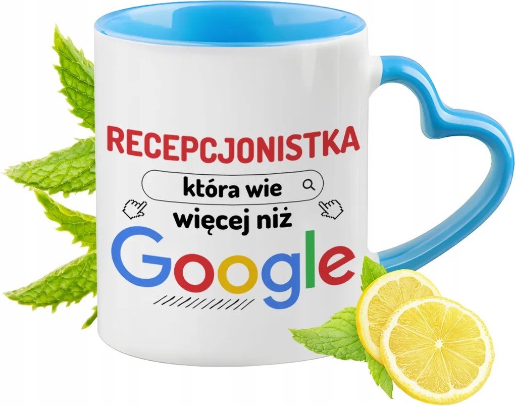 Recepcionista Kék Bögre Szív Alakú Füllel Ajándék