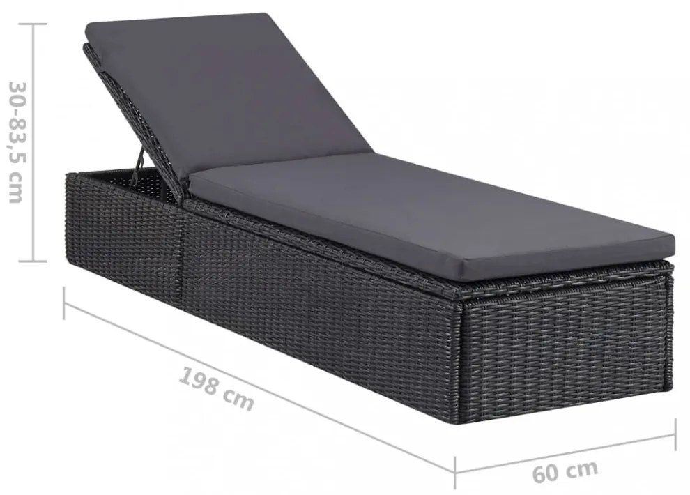 sötétszürke polyrattan napozóágy