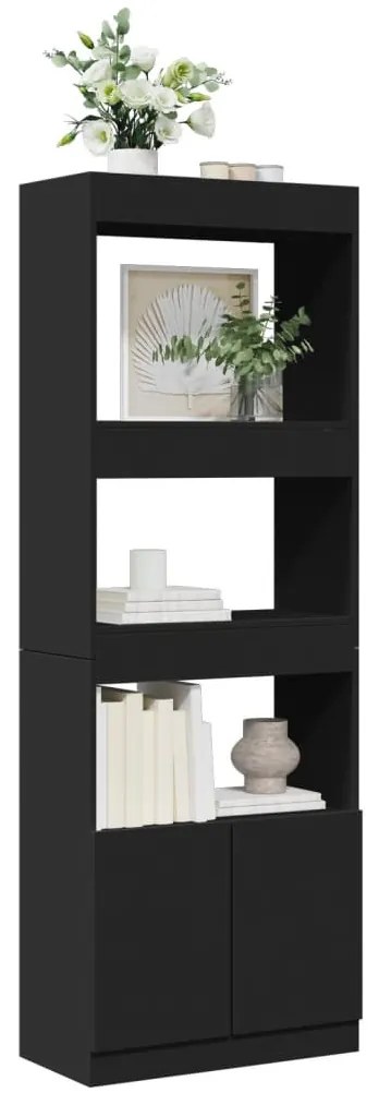 fekete szerelt fa magasszekrény 63 x 33 x 180 cm