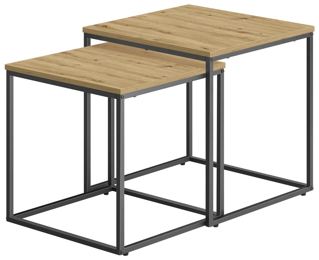 Szett 2 db QUADRO dohányzóasztal, artisan tölgy dekorációval