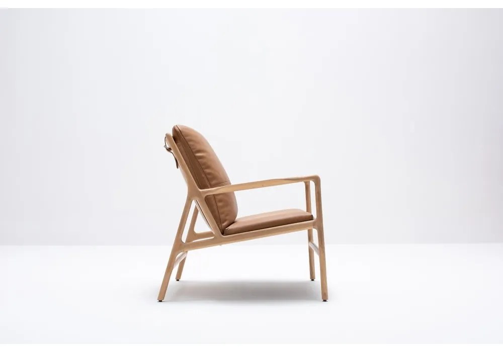 Barna-natúr színű bőr fotel Dedo – Gazzda