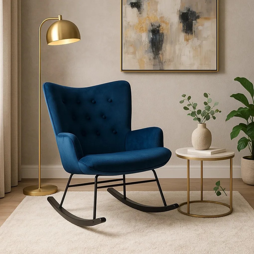 Hintafotel Sötétkék Bársony Kárpittal. ELIS