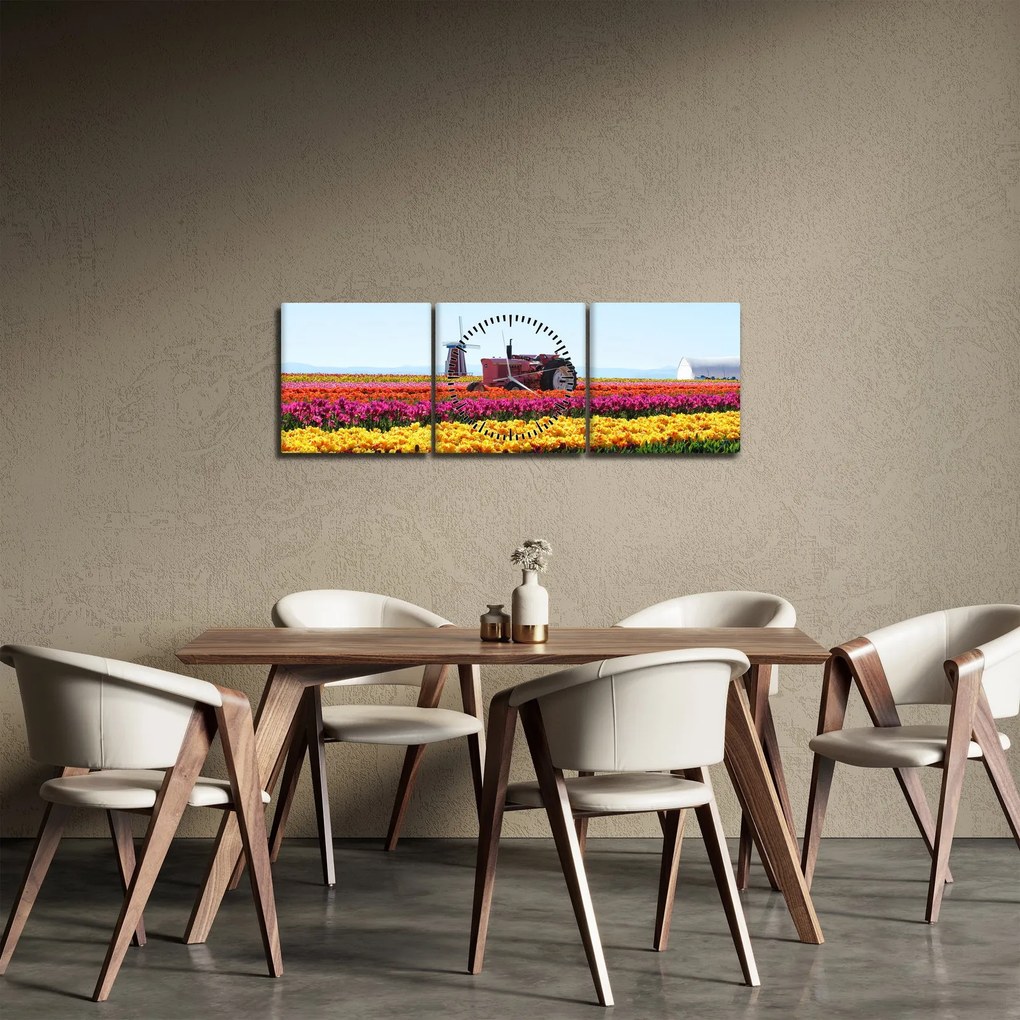 Tulipánfarm képe (órával) (90x30 cm)