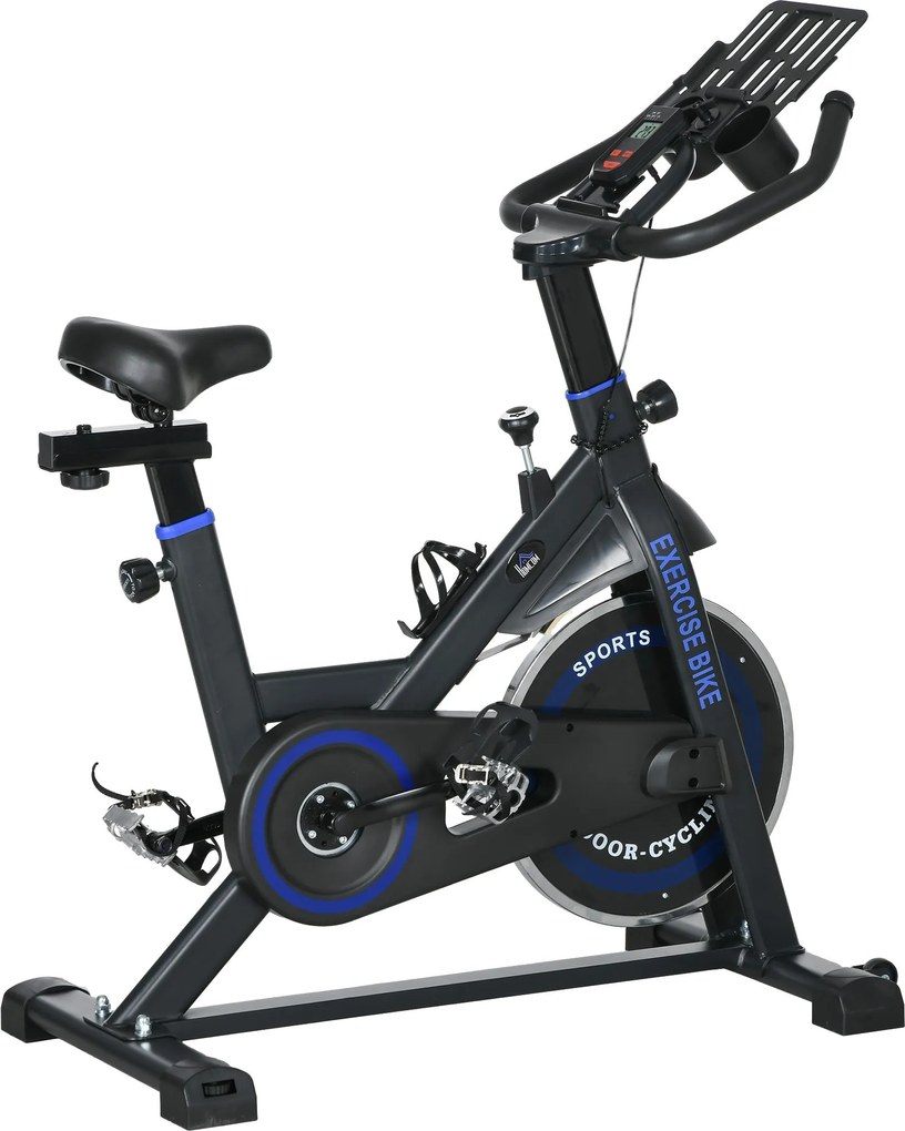 HOMCOM Belső Edzőkerék Állítható Ellenállással, 8 kg Inercia Flywheel, LCD Kijelző, Állítható Kormány és Ülés, Otthoni Edzőterem, Kék | Aosom