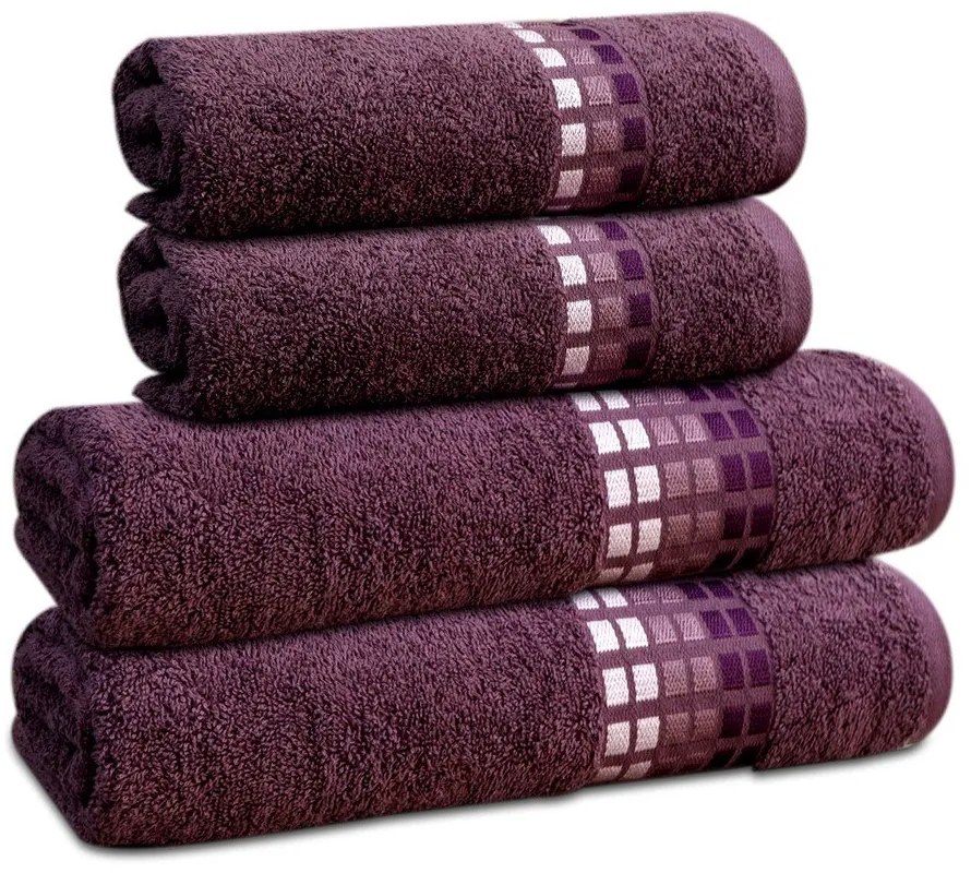 Sötétlila pamut törölköző 50x100 cm Darwin – My House