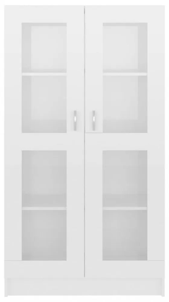 magasfényű fehér szerelt fa vitrinszekrény 82,5 x 30,5 x 150 cm