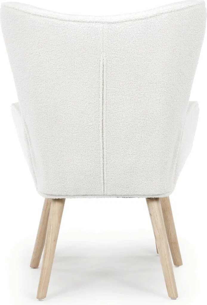 Fehér relaxfotel, bouclé szövet kárpitozással, AK-319 WT2