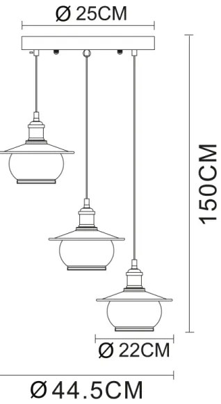 Globo 69030-3H - Mennyezeti függesztékes lámpa 3xE27/60W