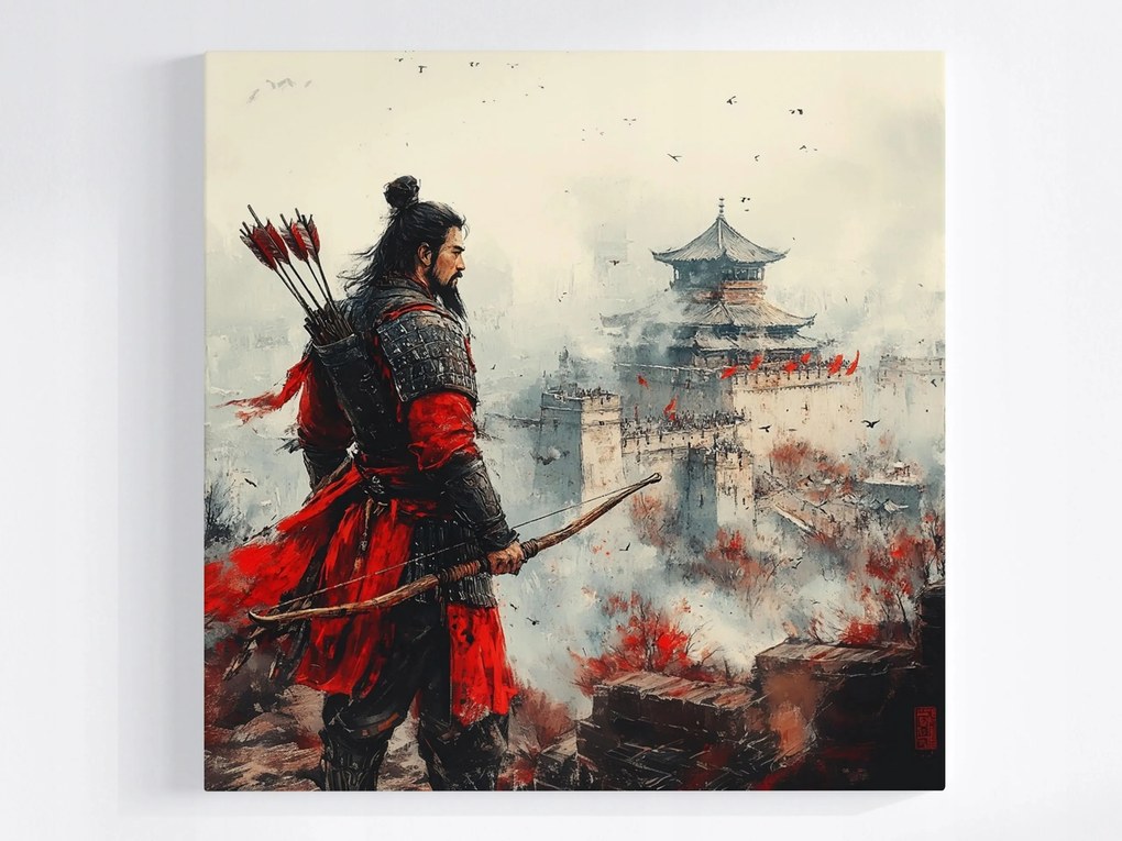 Poszter Japán Ázsia Szamuráj Harcos Íjász Pagoda 80x80