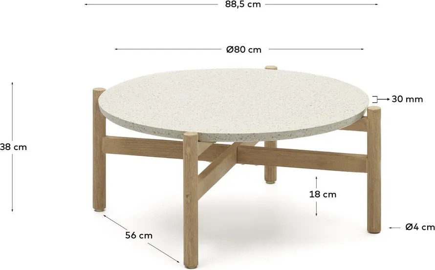 Kerek kerti dohányzóasztal terrazzo asztallappal ø 88,5 cm Pola – Kave Home