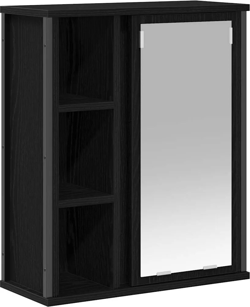 vidaXL fekete tölgy fürdőszoba fali szekrény tükörrel 50x21x60 cm