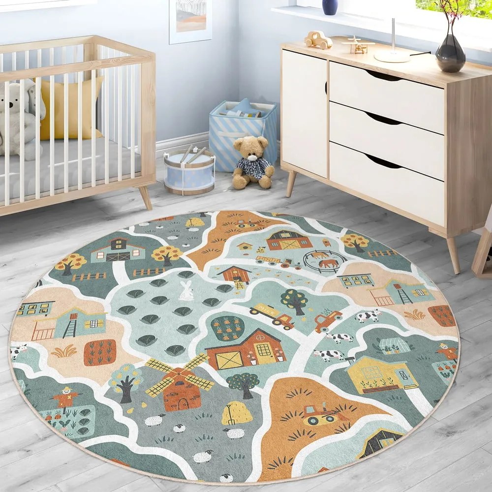 Mosható gyerek játszószőnyeg ø150 cm Farmer's Life – Mila Home