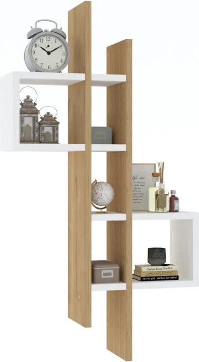 Fali polc, zafír tölgy és fehér 54x20x108 cm