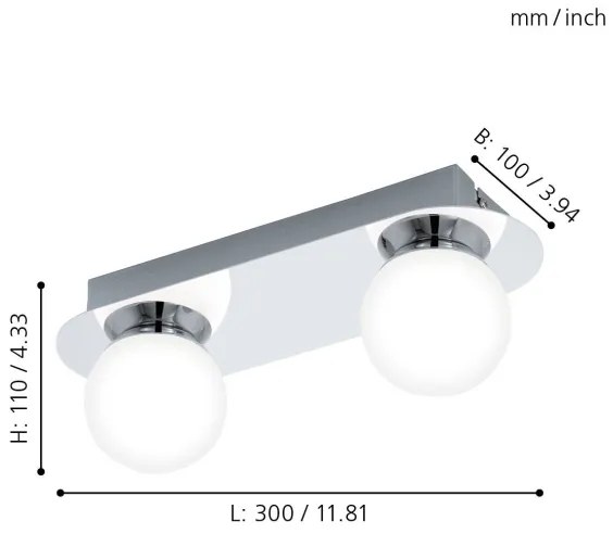 Eglo 94627 - LED Fürdőszobai lámpa MOSIANO 2xLED/3,3W/230V IP44