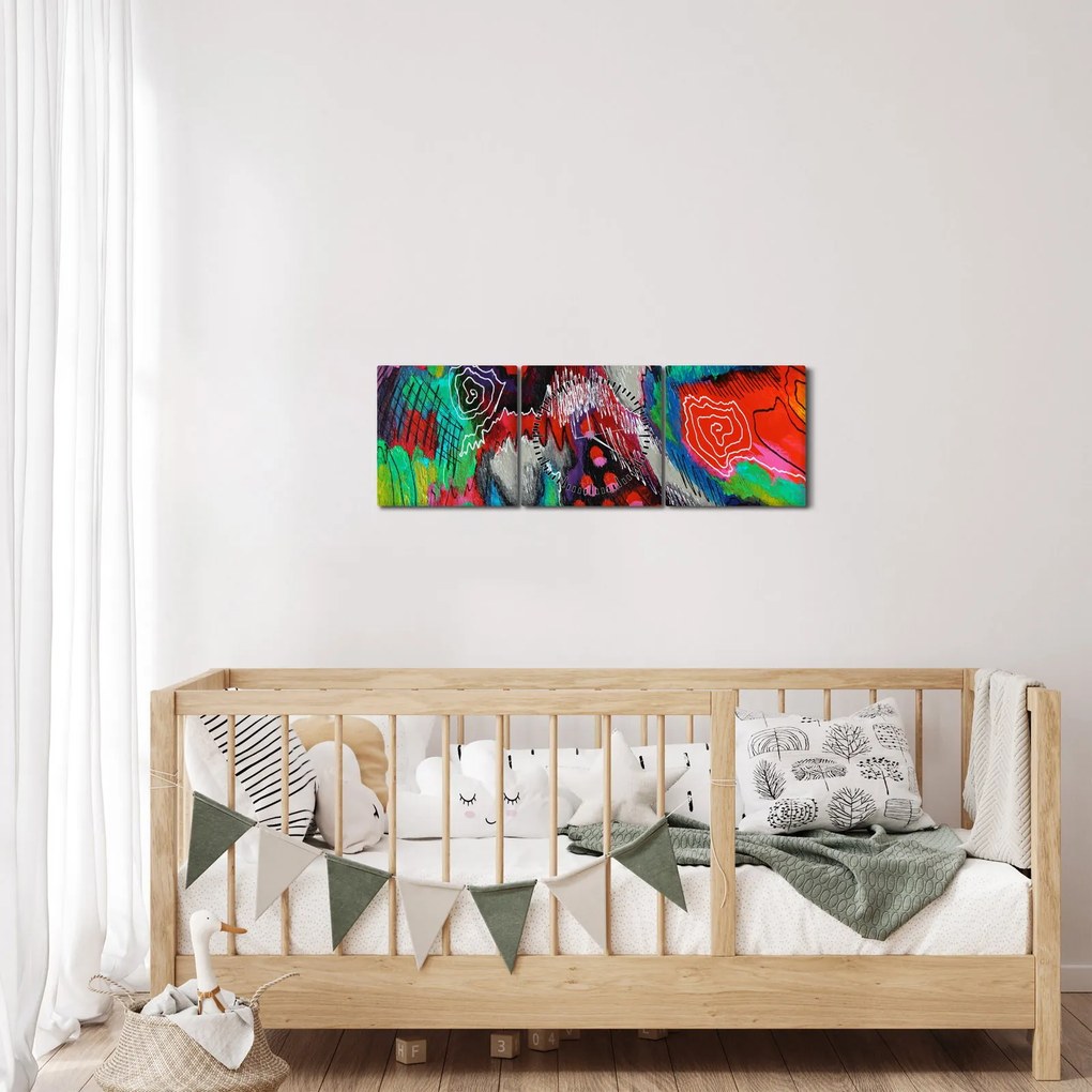 Absztrakt kép - színek (órával) (90x30 cm)